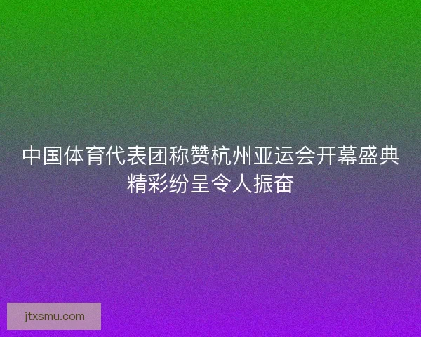 中国体育代表团称赞杭州亚运会开幕盛典精彩纷呈令人振奋 中国体育代表团称赞杭州亚运会开幕盛典精彩纷呈令人振奋